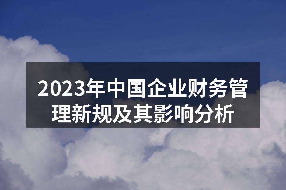 2023年中国企业财务管理新规及其影响分